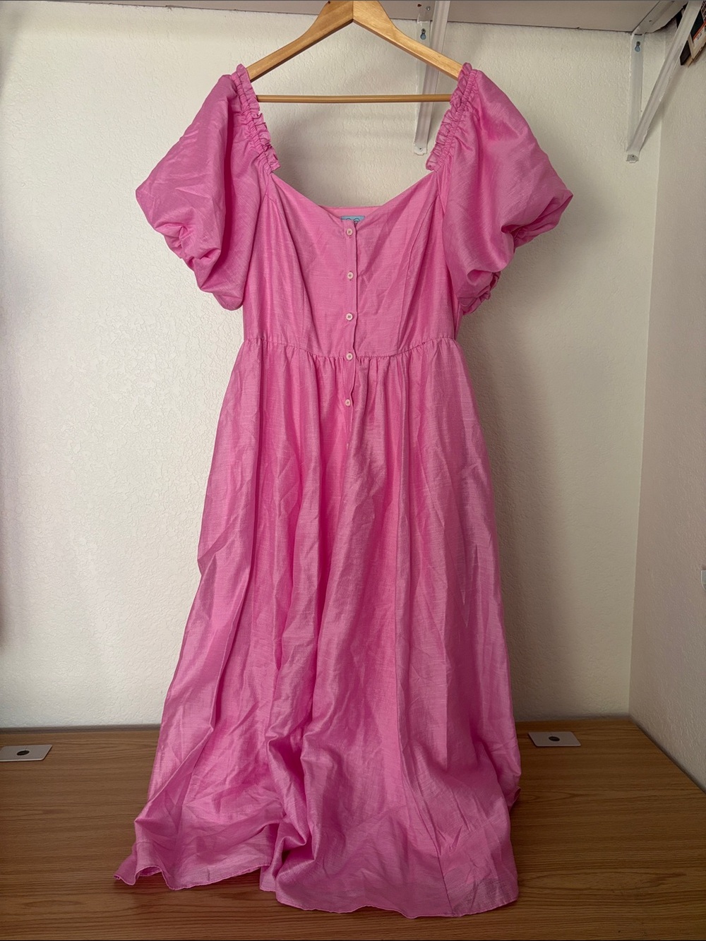 CeCe Women's Puff Sleeve Button Down Midi Dress